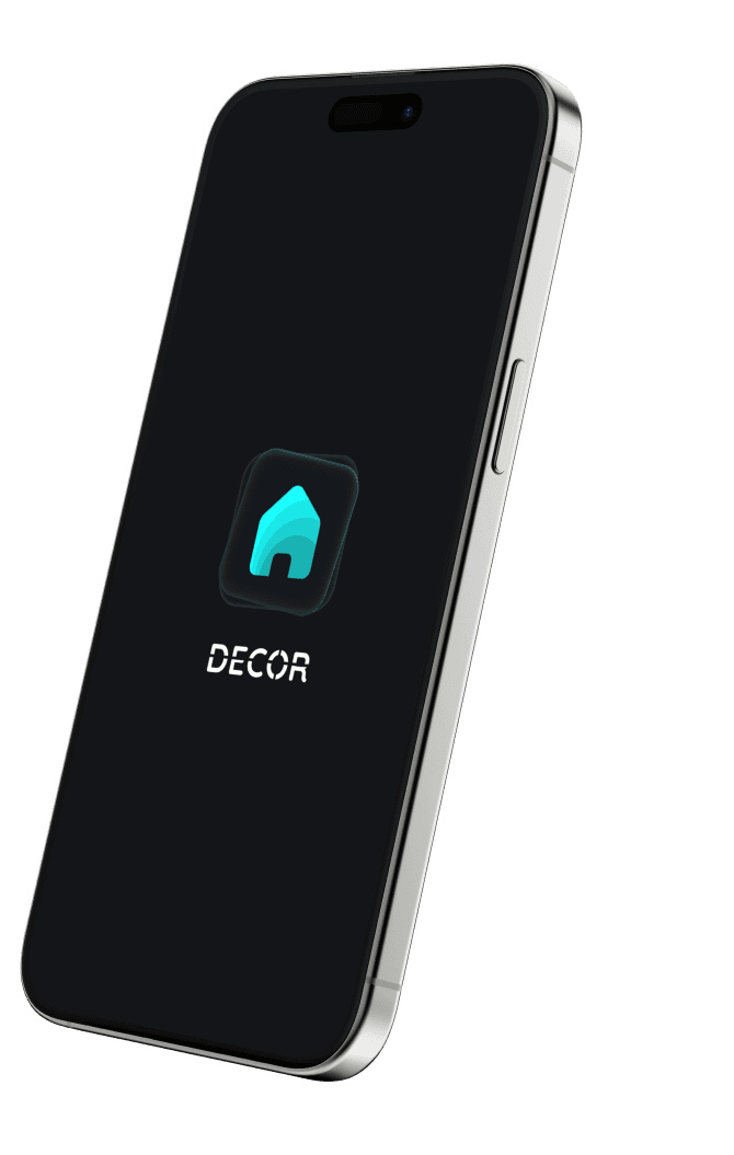 Decor app interface on iPhone showing AI-powered room styling